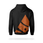 Black pullover Hoodie with Bank of Zaonce logo in orange back