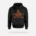 Black pullover Hoodie with Bank of Zaonce logo in orange front