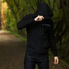 Man wearing Black Brewer Zip Hoodie Front Image