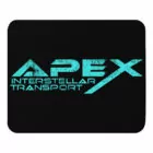 Black mousepad with Apex Interstellar Transport logo in teal blue